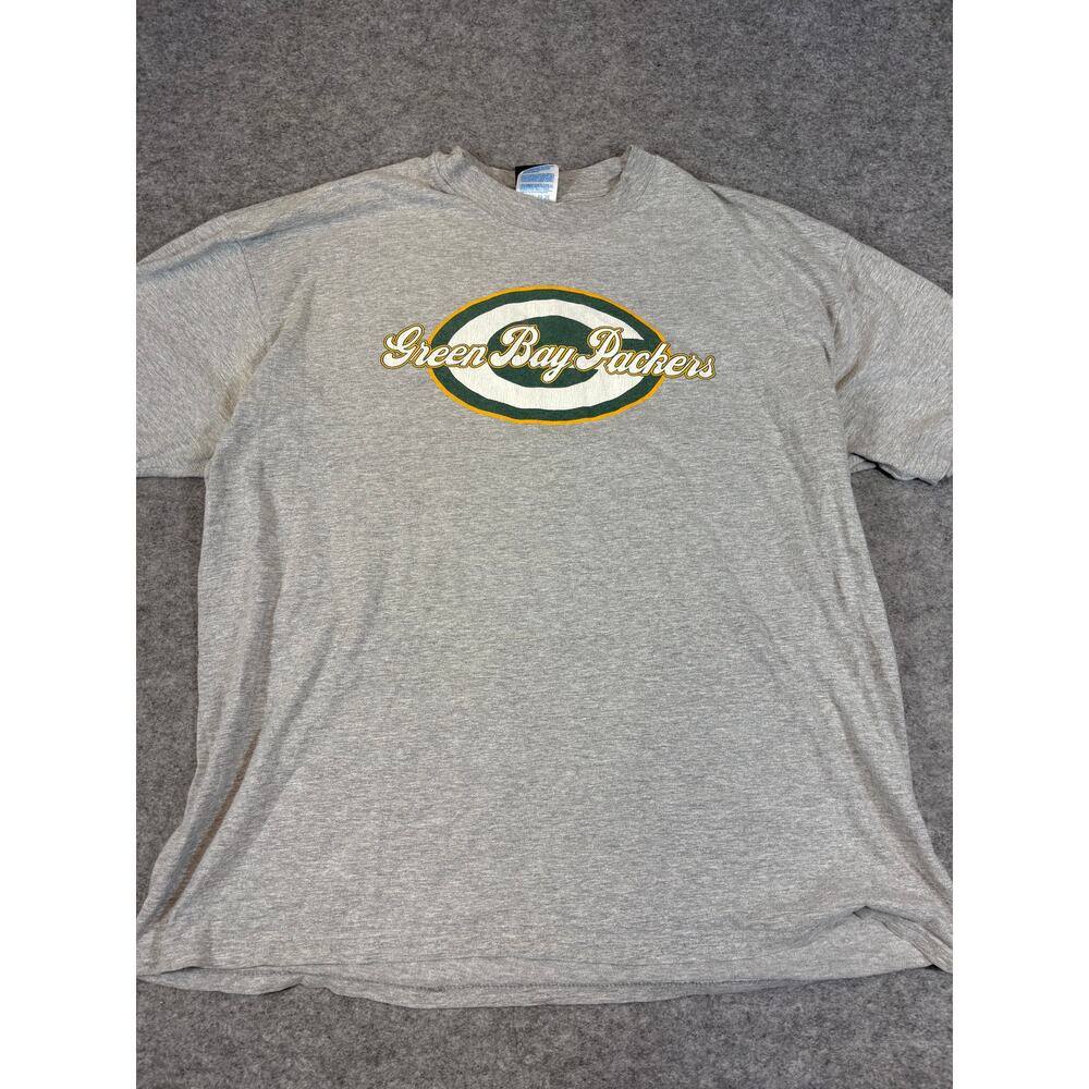 VINTAGE Green Bay Packers Shirt Mens 2XL Gray Graphic NFL Football Sport One Tee